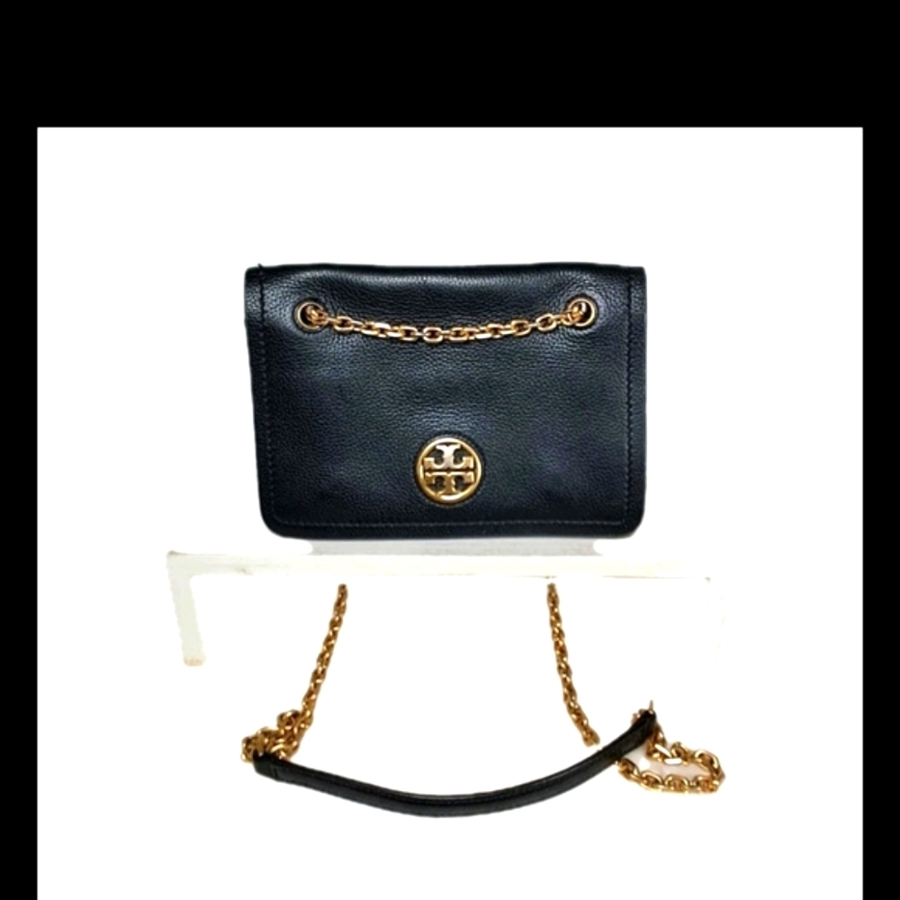 Tory Burch Black Crossbody Bag with Gold Chain